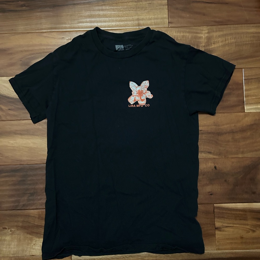 Lira Black T-Shirt with Floral Design